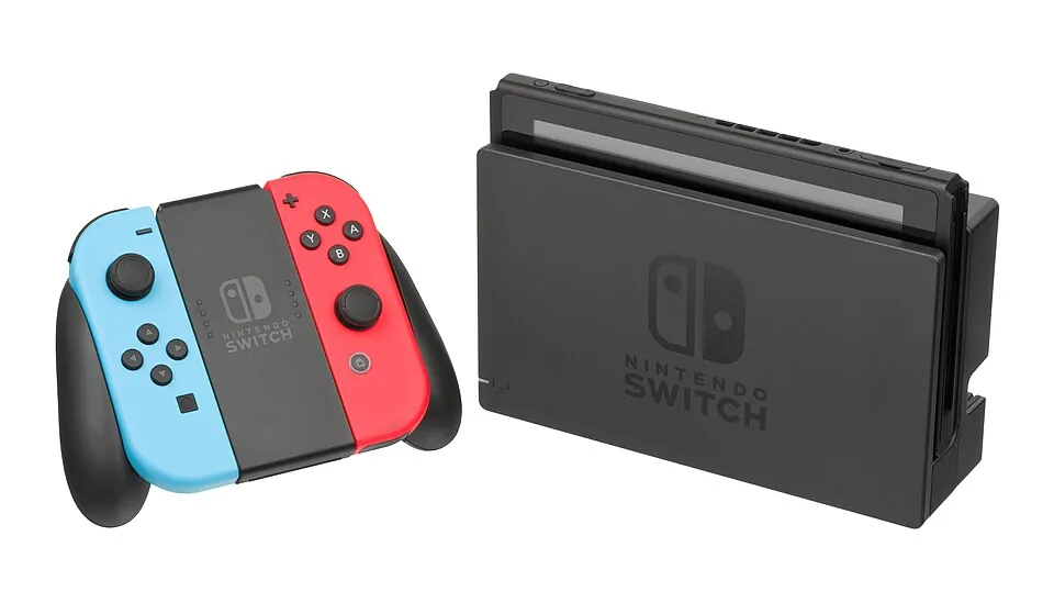 The Nintendo Switch in its dock