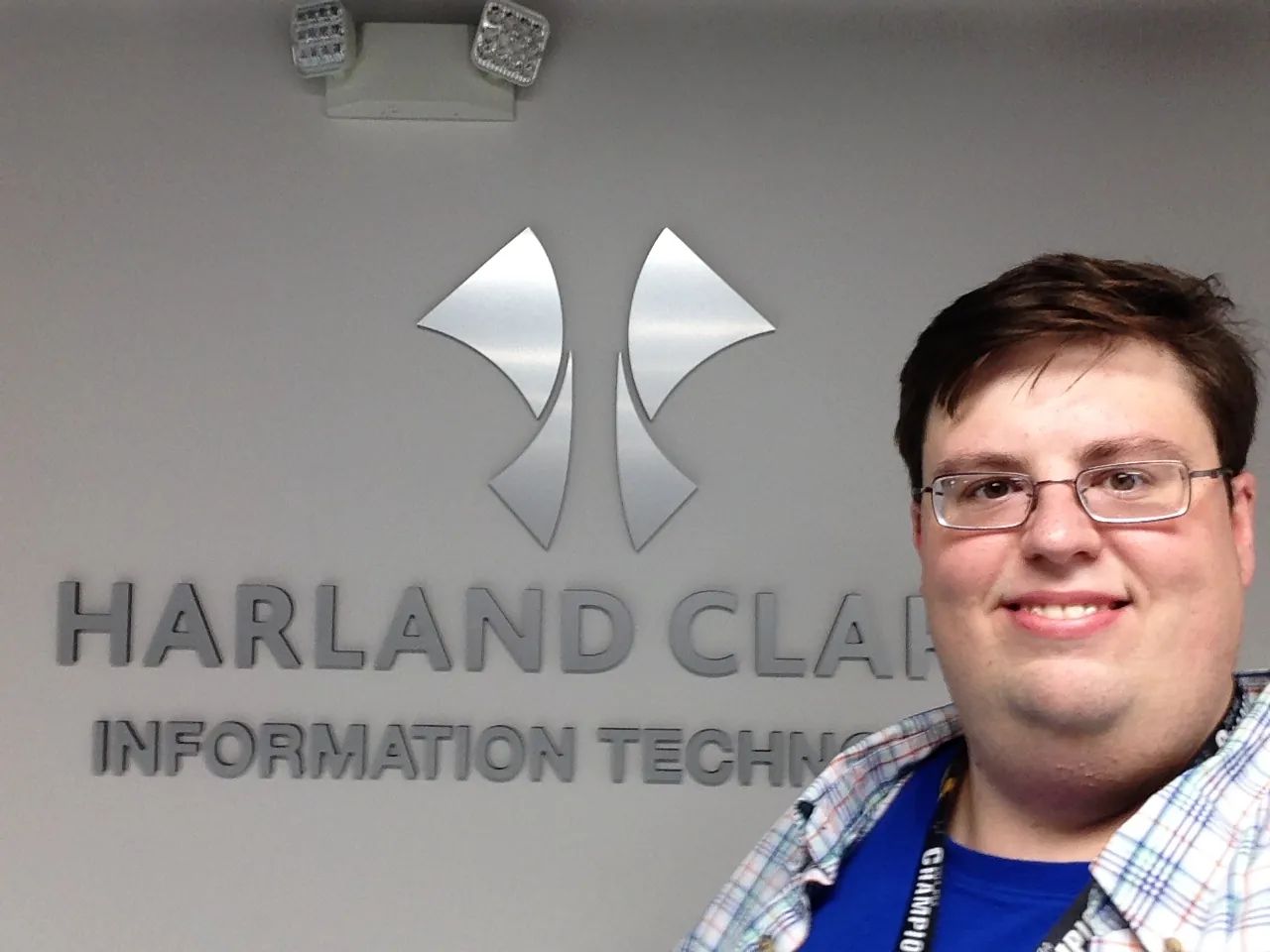 Me at Harland Clarke Information Technology, on a tour of their data centre, July 2014
